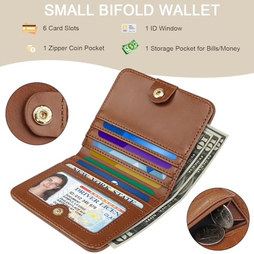 Image of Crocodile Wallets Women Small RFID Blocking Credit Card Holder | Luxury Alligator Faux Leather Thin Bifold Croc Womens Wallet Ladies Mini Purse with Coin Pocket, Brown