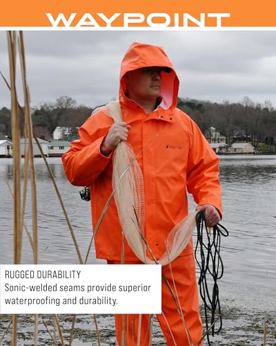 FROGG TOGGS Men's WayPoint Angler Waterproof, Durable Jacket with 4-Way Stretch, Orange, Small - image 7