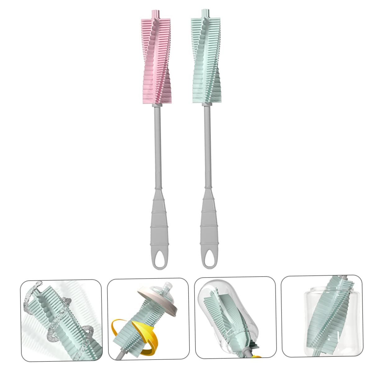 SUPVOX 3 Series 3 Juegos De Cepillos para Biberones Cepillo De Mango Largo Limpiador De Biberones Limpiador De Chupetes para Fregar Chupetes Giratorio 2 Piezas x 3