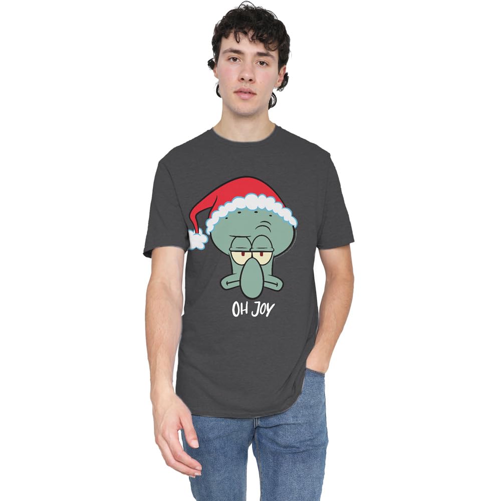 Spongebob Squarepants Squidward Christmas Joy Unisex T Shirt, Black, Large