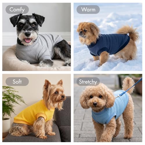 Image of 2 Pack Dog Shirt for Small Supplies Functional Waffle Dog Clothes Warm Soft Sweatshirt Outfit for Dogs Cats Pet Apparel