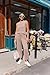 Ekouaer 2-Piece Sets for Women Summer Vacation Outfits Round Neck Tops Wide Leg Pants Matching Tracksuit Sets Champagne Medium