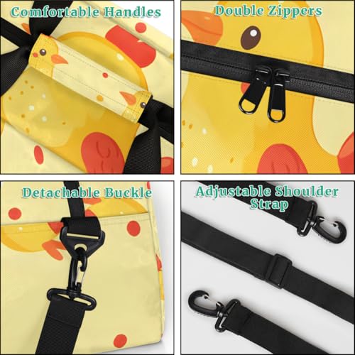 Chicken Cartoon Gym Travel Duffle Bag for Boys - Gymnastics Sports Dance Bag with Front Zipper Pocket for School Practice or Overnight Travel Weekender Sleepover Tote Bag Animal Chicken4