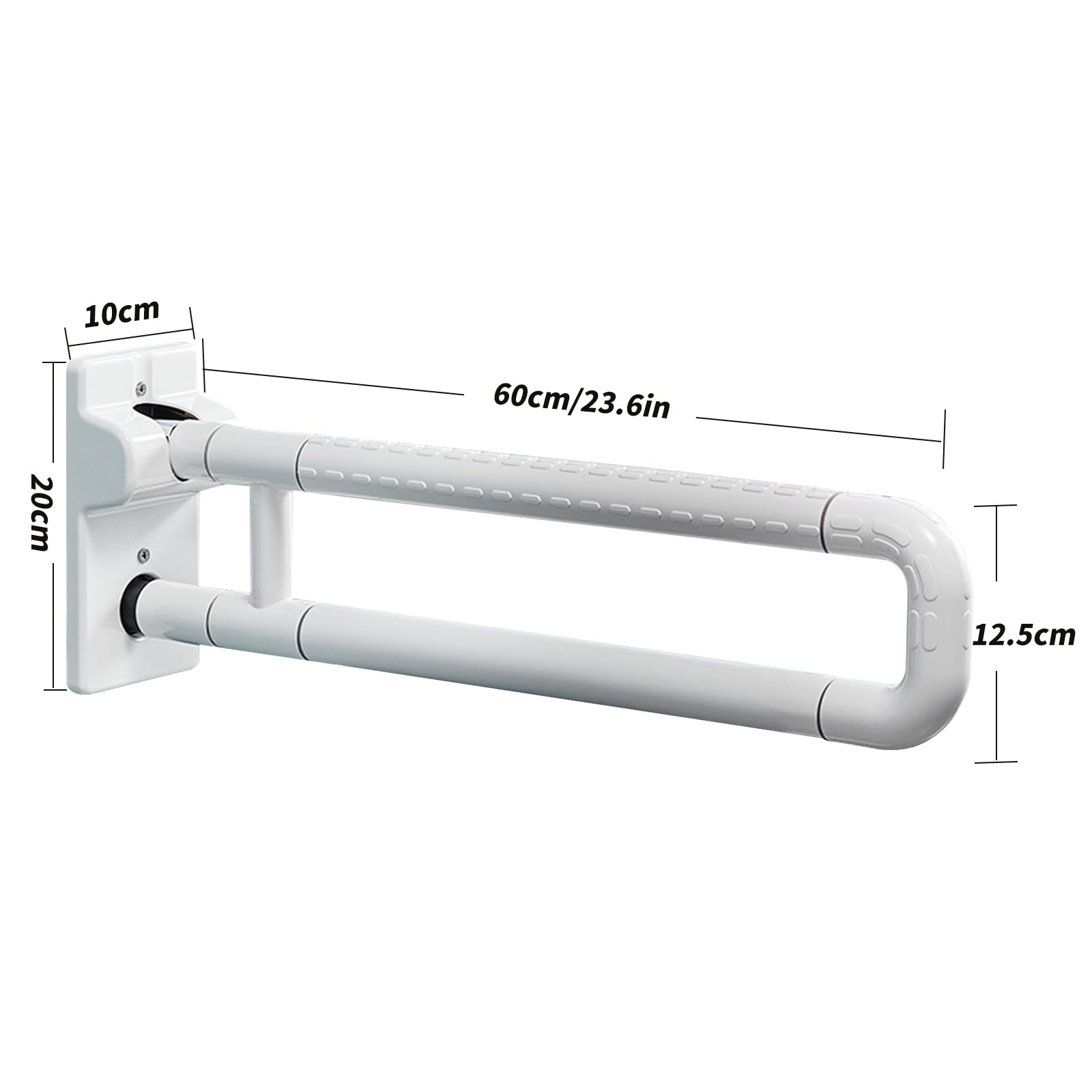 2 x Asidero plegable para inodoro senior, 60 cm, acero inoxidable
