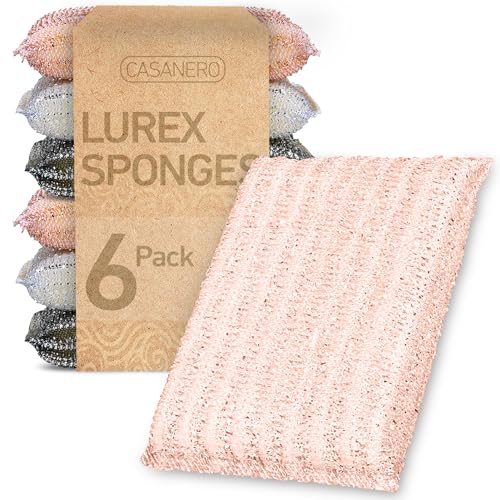 Casanero Paquete de 6 esponjas de limpieza de cocina, duraderas, antiarañazos, resistentes, multisuperficie, para cocina, baño, platos, utensilios de cocina antiadherentes, encimeras y limpieza del