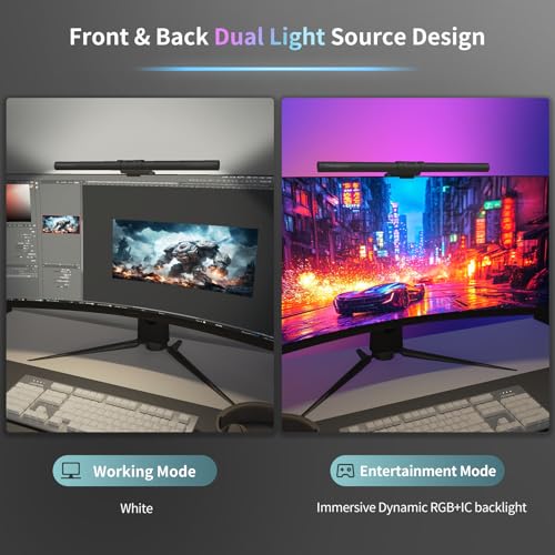 Image of Monitor Light Bar, USB Reading LED Task Lamp with Touch Control, No Screen Glare Dimmable Desk Lamp Computer Monitor Light Bar for Home Office Gaming,Work with Alexa and Google Assistant