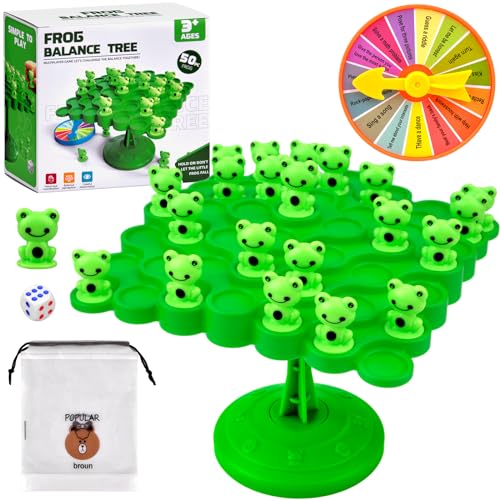 Vibbang Juego de Árbol de Equilibrio de Rana, Juguet de Matemáticas Rana Equilibrio, Juego de Mesa del Árbol del Equilibrio Contable para Niño, Interactivo Entre Padre e Hijo Juguete Educativo (A)
