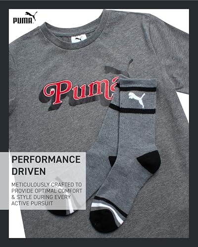 Image of PUMA Boys 2 Piece Graphic Tee Shirt & Matching Socks Set (Sizes S-XL) | Soft Cotton Blend, Short Sleeve Crewneck, Casual Athletic Style, Comfortable Everyday Kids Wear, Fun Coordinated Look