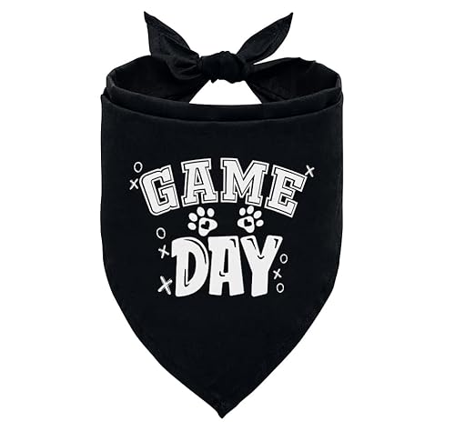 Game Day Dog Bandana, Black Dog Bandana, Funny Cute Dog Bandana, Pet Dog Triangle Scarf, Pet Dog Scarf Accessories, Gift for Dog Lover, Dog Bandana for Small Medium Large Dogs (D40)