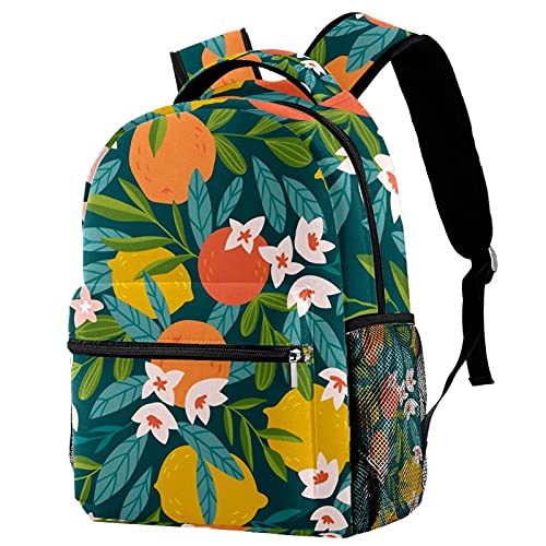 Sac à dos de voyage fleurs de citron pour filles et garçons avec porte-bouteille
