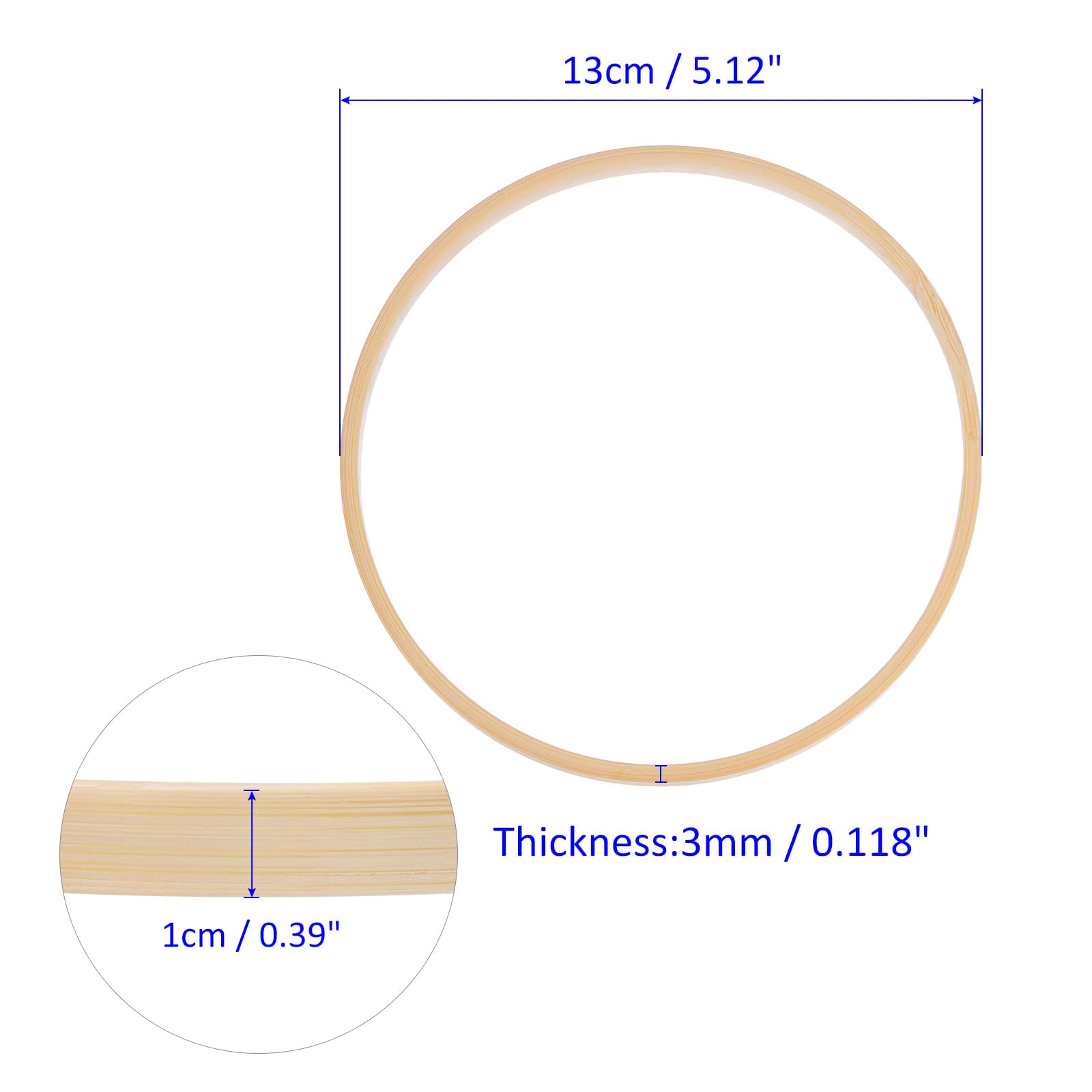 M METERXITY 8 Pack Wooden Bamboo Floral Hoop-5 Inch Craft Wreath Rings - Image 3