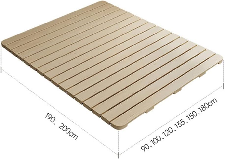 Pine Wood Platform Bed Slats, 1.35x2m, Beige, 9.5cm Width, 3cm Thickness, 2.6cm Gap, 200kg Weight Bearing, Foldable, Moisture-Proof, Breathable