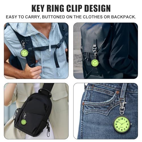 Image of Minimalist Ultra Thin Open Face Quartz Pocket Watch with Key Buckle Unisex Portable Unisex Pocket Watch