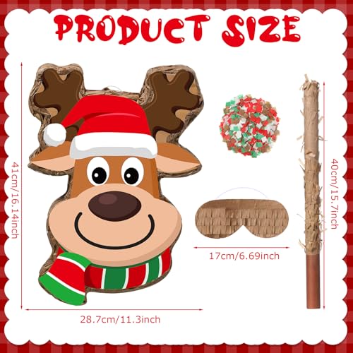 Harrycle EU-HARRYCLE-1314 Christmas Piñata 16 Inch Christmas Mexican Piñata With Stick Blindfold And Confetti Pack Christmas Piñata Bundle For Xmas Birthday Holiday Piñata Game Photo Prop Decoration thumb #4