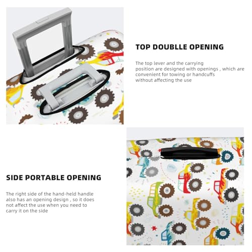 Cartoon Monster Trucks Print Luggage Cover For Suitcase,Washable Elastic Travel Suitcase Protector With Zipper Closure And Bottom Buckle – Fits 18-32" Luggage-Large3