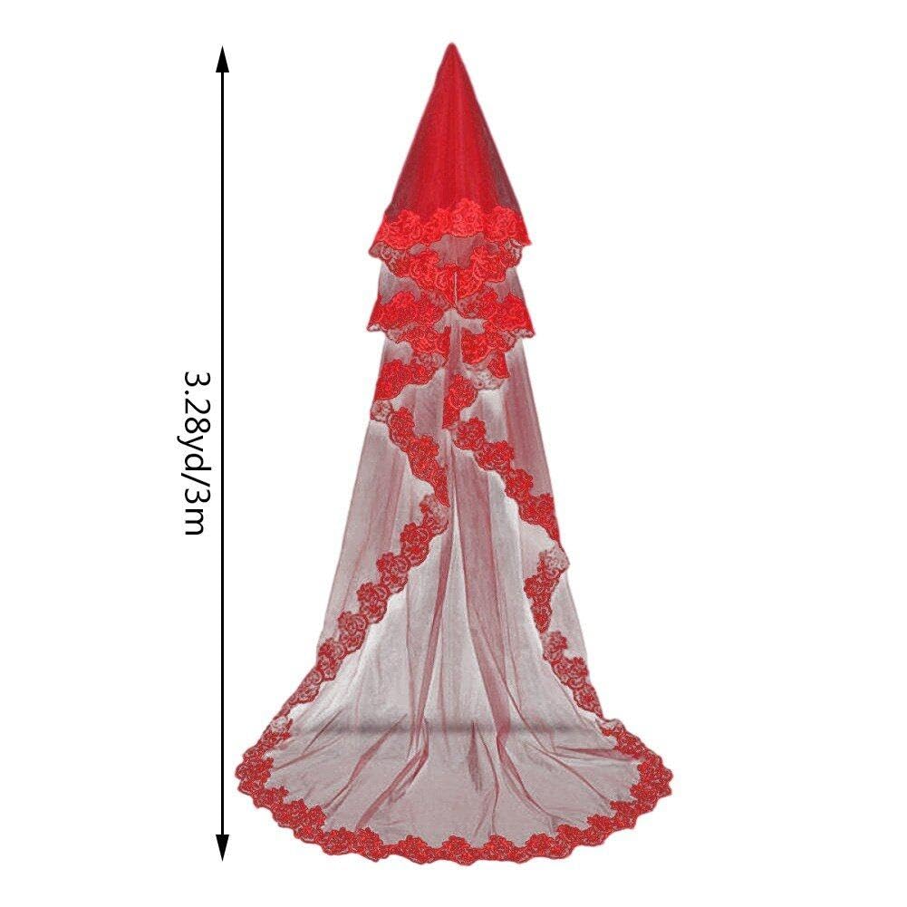 Brautschleier, 3 M, Einlagig, Lang, Hochzeitsschleier, Spitzenkante, Kathedrale, Langer Hochzeitsschleier, Elegantes Brautschleier-zubehör