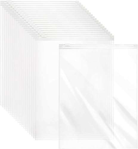 Bolsas transparentes con cremallera para organizar, 50 bolsas de polietileno transparente resistentes de 14 x 18 pulgadas para envío, bolsas de