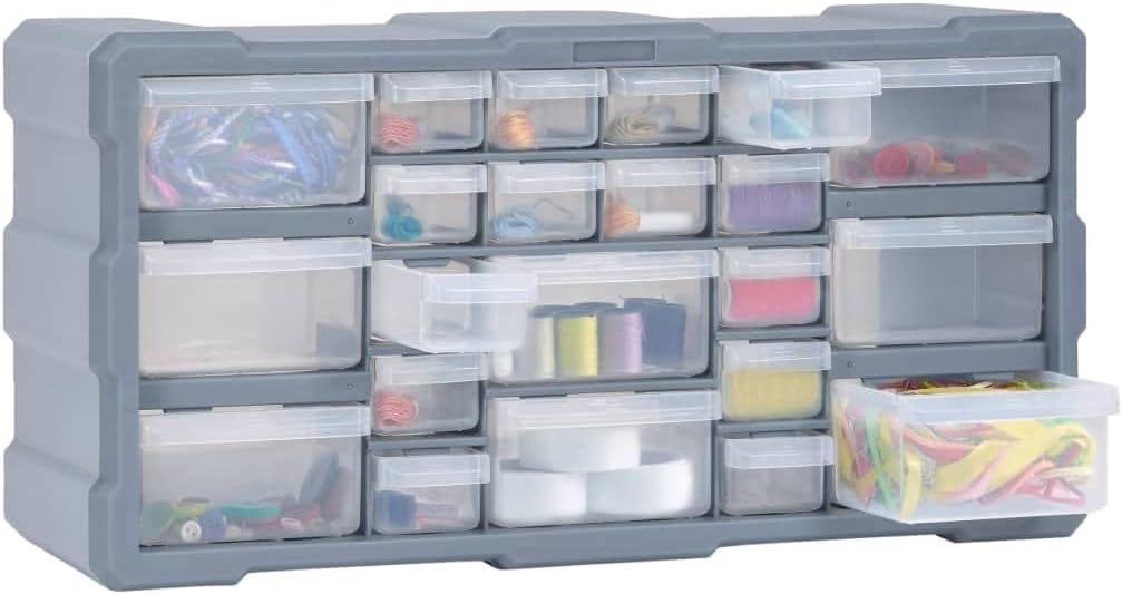 vidaXL Multi-Drawer Organizer with 22 Drawers, Workshop Tool Organizer, Storage Box Unit for Storing Craft Nail Bolt Screw, Drawer Cabinet