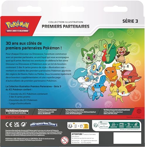Pokémon : Collection Illustration Premiers Partenaires – Série 3 (3 Cartes Promo, 2 boosters et 1 Page d’Autocollants) – vue 4