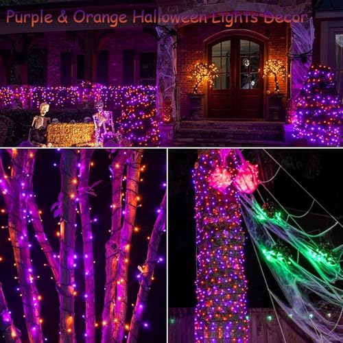 FairyGlim Purple&Orange Halloween Lights, 33FT 100 LED Outdoor String Light with Timer & 8 Modes, 3AA Battery Operated Waterproof String Light for Outdoor and Indoor Halloween Decor - image 7