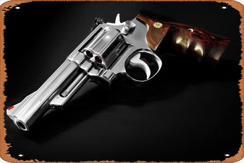 44 Magnum, S&W, 629-4, 8 3 8, Smith and Wesson Vintage Metal Sign Vintage Look Family Club Bar Wall Art Decoration Metal Tin Sign 12 X 8 inches