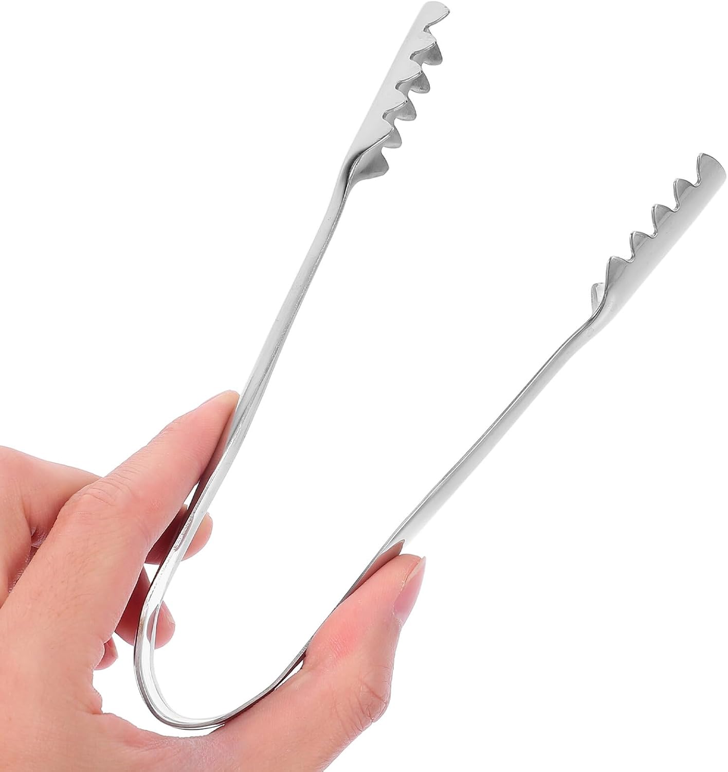 Unomor Stainless Steel Ice Cube Tongs with Teeth Compact Mini Food and Dessert Clips for Parties Bbq Camping Multipurpose Kitchen Tool for Ice Sugar Pasta Bread