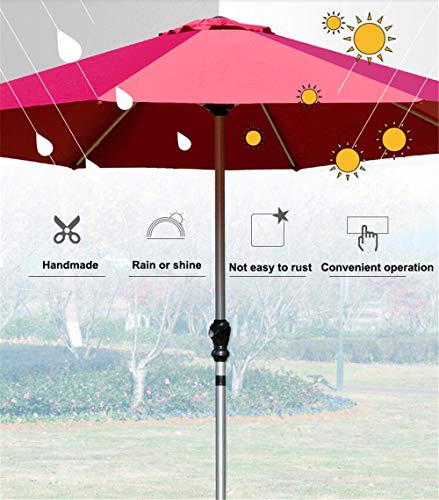 Zjdu Patio Umbrella - Patio Umbrella Outdoor Table Umbrella, 2.7 M Outdoor Market Table Umbrellas,With Push Crank Lift,8 Bold Aluminum Tube Sturdy Ribs,Khaki #TOP2