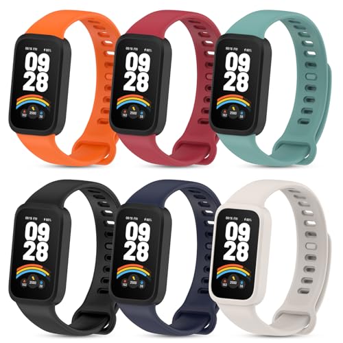 CHULN 6 PCS Armbänder Kompatibel mit Xiaomi Smart Band 9 Active, Sportarmband Passend für Xiaomi Smart Band 9 Active Silikon Ersatzarmbänder