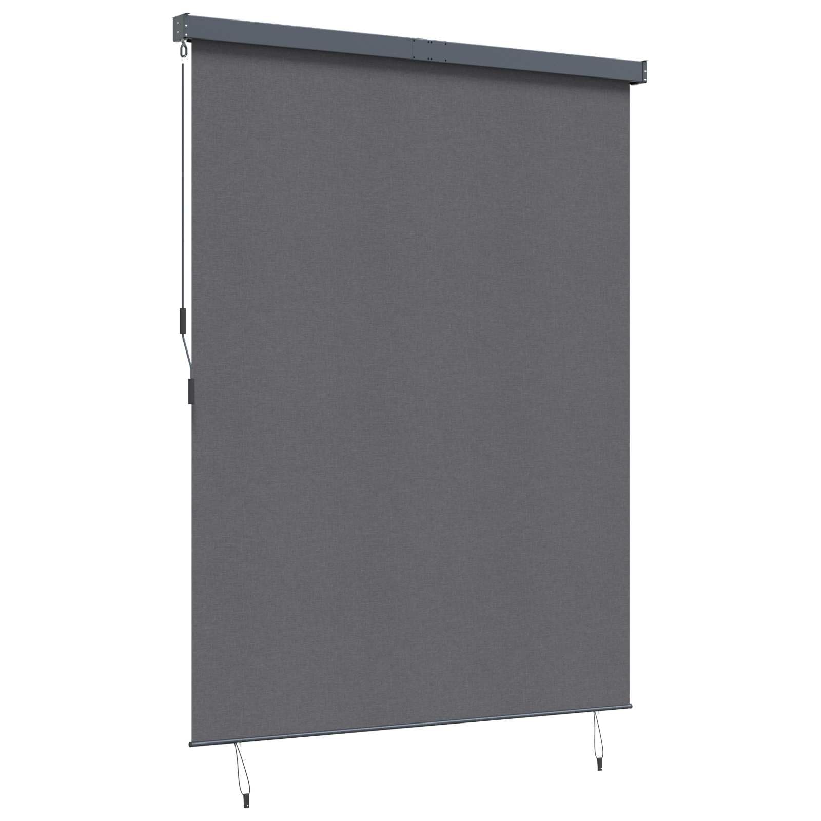 Estor exterior antracita 200 x 250 cm, tejido de aluminio con manivela, protección solar UV, privacidad, opaco, estor térmico para balcón, terraza, jardín, enrollable, montaje en techo