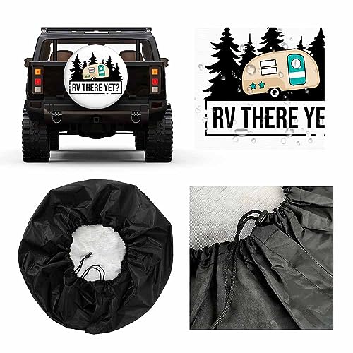 Image of Rv There Yet Quote Spare Tire Cover Park Travel Campfire Outdoor Expedition Weatherproof Universal Wheel Protectors Camper Tire Covers for Trailer Rv Travel(17 inch)