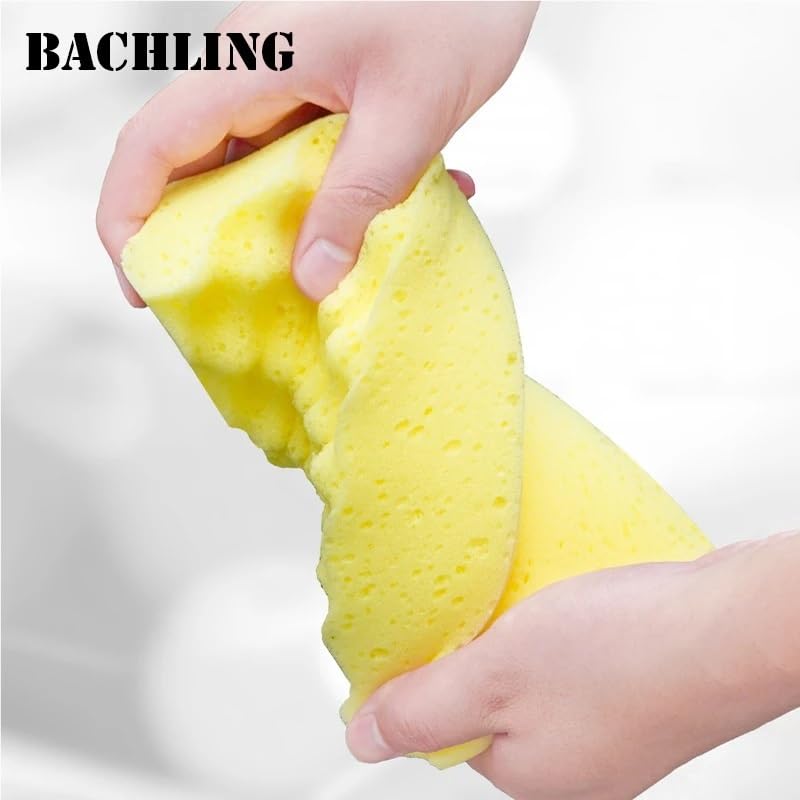 Esponja Suave for Limpieza de Autos, eficaz tecnología de Microfibra, fregador Seguro for Pintar y detallar Superficies de vehículos.(Yellow Large)