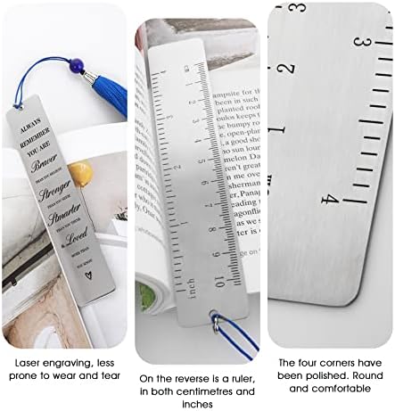 cobee Inspirational Bookmarks with Tassel, Metal Ruler Motivational Bookmark Book Page Markers Inspirational Graduation Gifts Book Lovers Gifts for Women Men Birthday