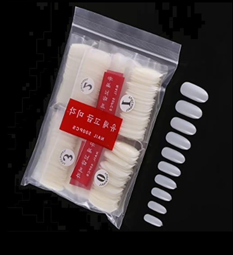 500pcs Oval Nails Tips Natural Full Cover Acrylic False Nails 10 Sizes For Nail Art (7n)-picture-32