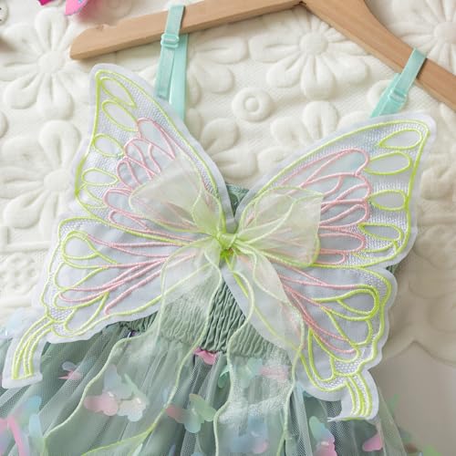 Girls Flower Sleeveless Strap Princess Layered Dress4