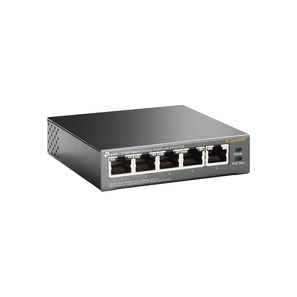TP-Link EAP245 Point d'accès Wi-FI Double Bande AC1750 Gigabit - Plafonnier (450Mbps en 2.4GHz + 1300Mbps en 5GHz), Blanc & Switch PoE (TL-SG1005P V2) 5 Ports Gigabit, 4 Ports PoE+, 65W