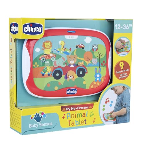 Chicco Tablet-Spiel für Tiere, elektronisch, sprechend, mit lustigen Tier-Inhalten, inklusive Batterien, 12-36 Monate, mehrfarbig