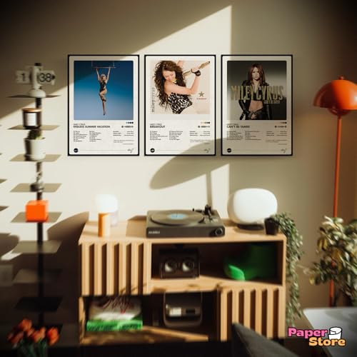 Image of Thepaper9store Pack of 8 Miley Cyrus Album Posters (8.4 x 12 Inches) with Adhesive Tape | Music Wall Decor | Aesthetic Posters for Bedroom & Living Room