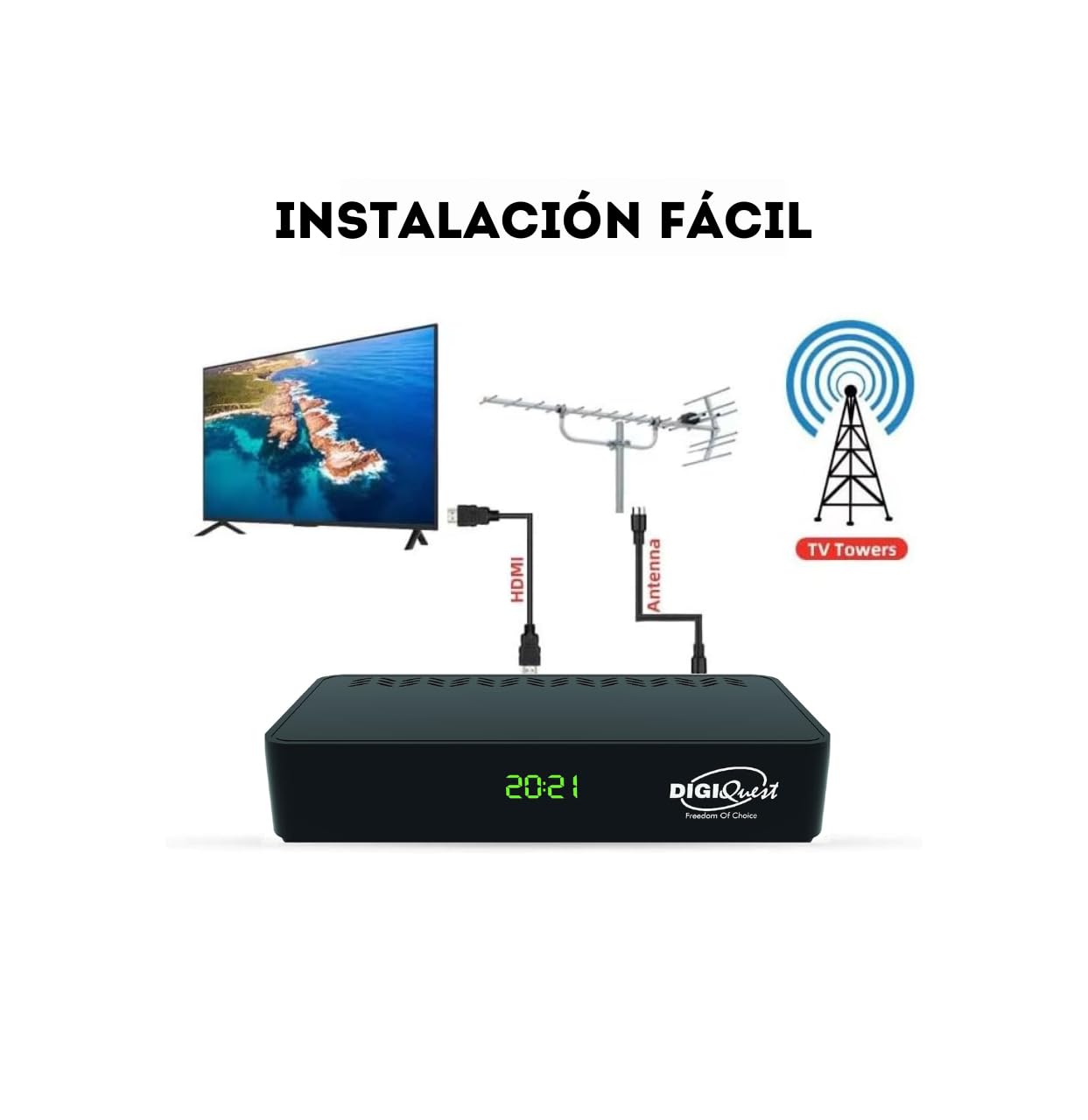Digital DVB-T2 HD DVB-T2 DVB-T2 Récepteur HEVC H.265 Chipset 10 bits Full HD FTA, décodeur numérique terrestre DVB-T2, USB, HDMI, péritel, Ethernet LAN RJ-45, noir, plastique