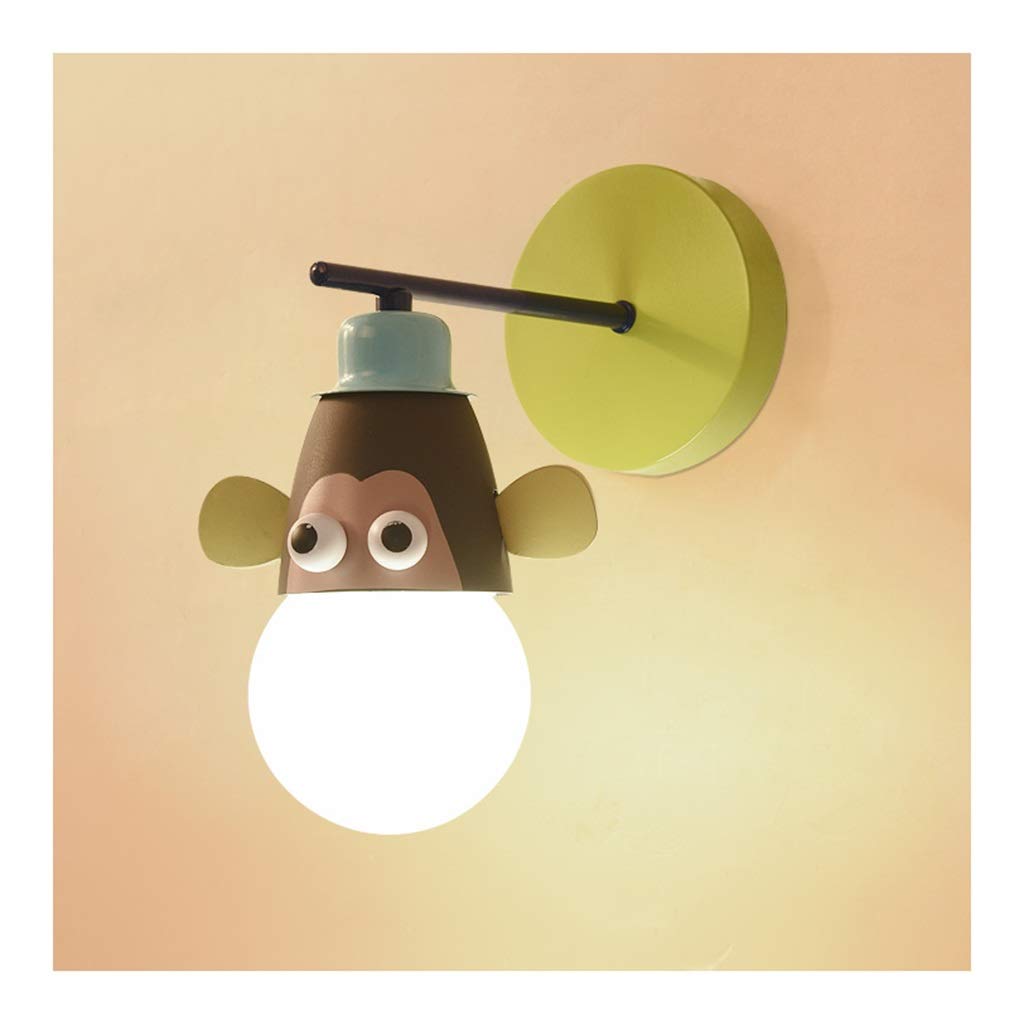 SCONCE LIGHT Child Wall Lamp，Cartoon Animal Decor Wall Light，Iron Art E27*1，Boy Girl Bedroom Bedside Study Reading Night Light Corridor (Color : E)