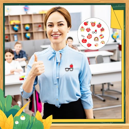 Image of Giegxin 40 Pcs Teacher Lapel Pins Bulk Back to School Pencil Book Apple Blackboard Enamel Pins for Clothes Bags Accessories