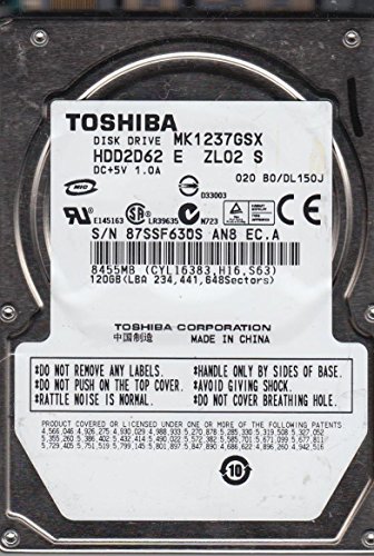 Toshiba MK1237GSX remplacer disque en panne 120GB SATA HDD2D62 E ZL02 S PC