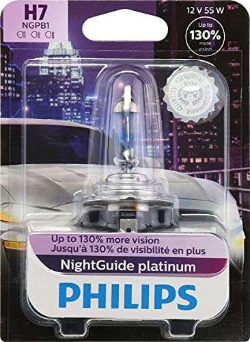 Philips Automotive Lighting H7 NightGuide Platinum Premium Upgrade Automotive Replacement Headlight Bulb, Fits Select High Beam, Low Beam, and Fog Positions (Pack of 1)