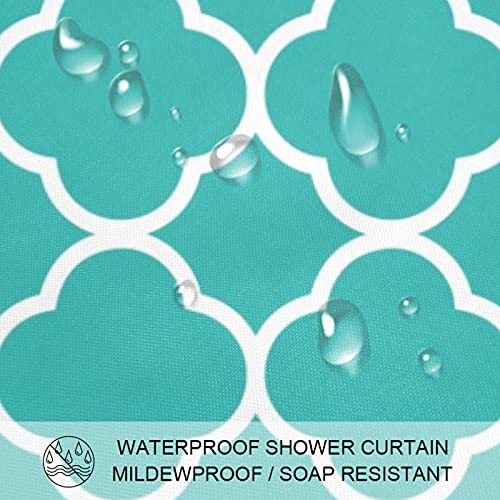 Rideau de douche sans odeur vert sarcelle avec ses 12 crochets inclus