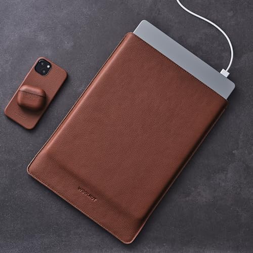 Funda MacBook Air 15 Woolnut antirayaduras de piel marrón M2 M3 6