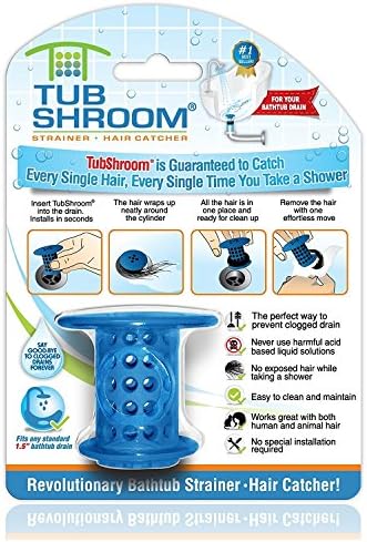 TubShroom Revolutionary Tub Drain Protector Hair Catcher/Strainer/Snare, Blue