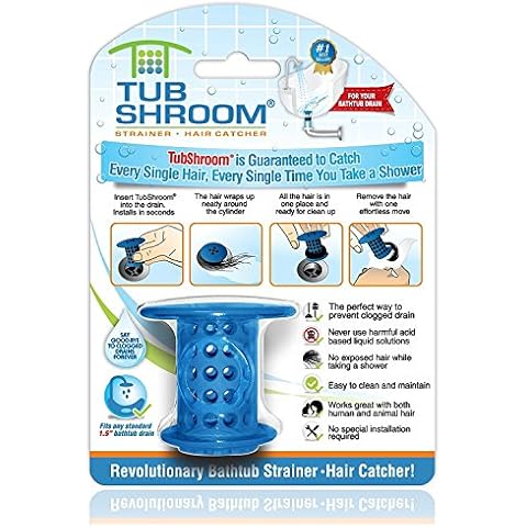 TubShroom Revolutionary Tub Drain Protector Hair Catcher/Strainer/Snare, Blue Cover