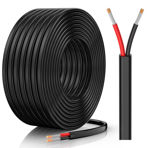 CONEPY 18 Gauge Wire 18 AWG 2 Conductor Electrical Wire Flexible/Oxygen-Free Tinned Copper/Stranded PVC 18/2 Cord for Automotive Marine LED Strips Solar RV Lighting (30FT)