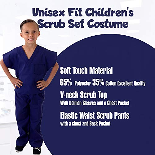 M&M Scrubs Super Soft Children Scrub Set Kids Dress Up (8/10, True Navy Blue) #TOP5