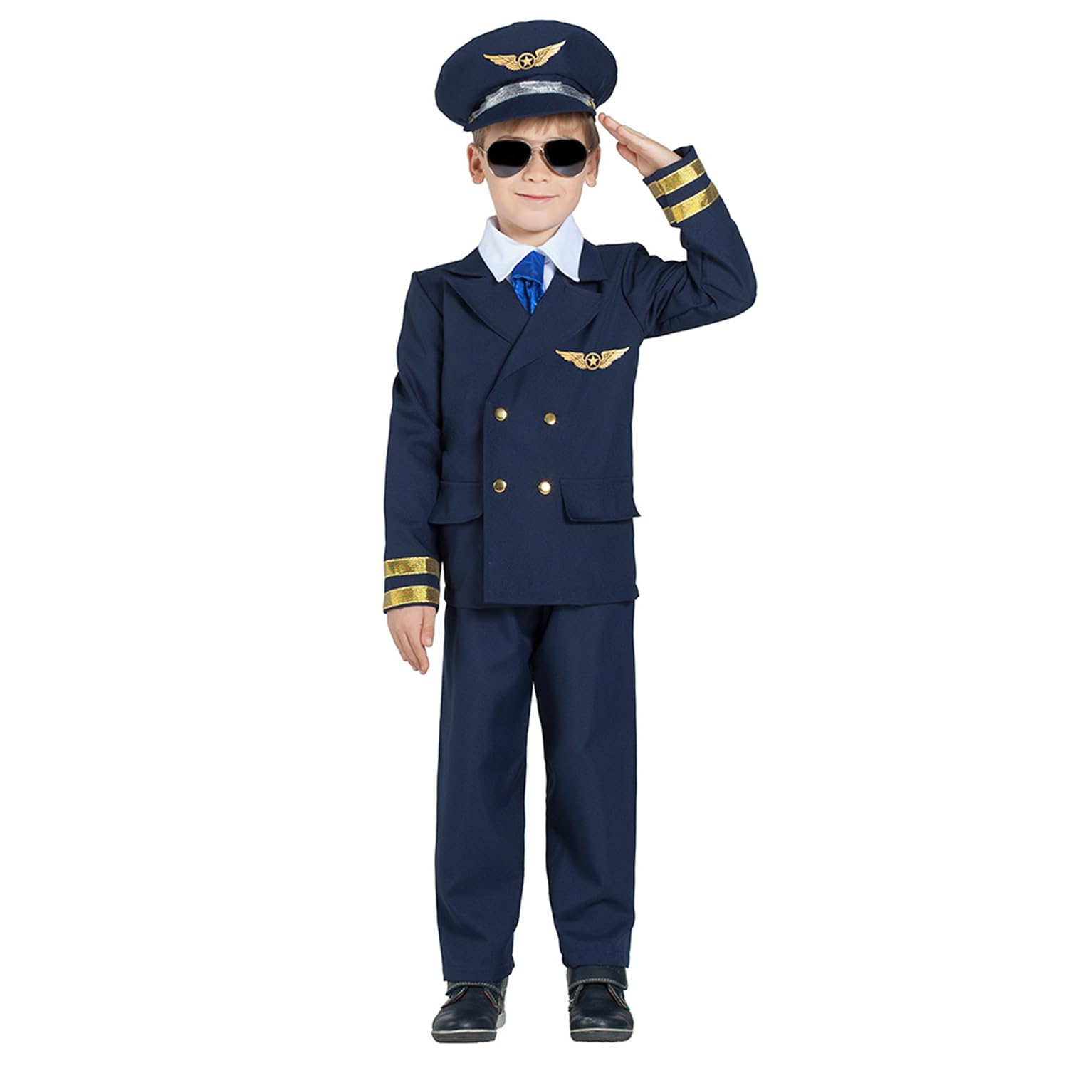 Boland - Children's Pilot Costume, 5 Pieces, Fancy Dress Costume for Theme Party, Halloween or Carnival, Flight Captain