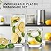 Plastic Drinking Glasses Set of 8, 14oz Rocks & 20oz Water Cups, Unbreakable Plastic Glasses Drinkware, Clear Kitchen Tumblers for Home & Outdoors, Reusable , BPA-Free, Top-Rack Dishwasher Safe